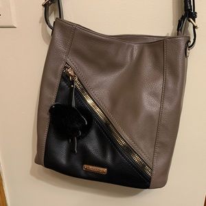 Brown and black handbag